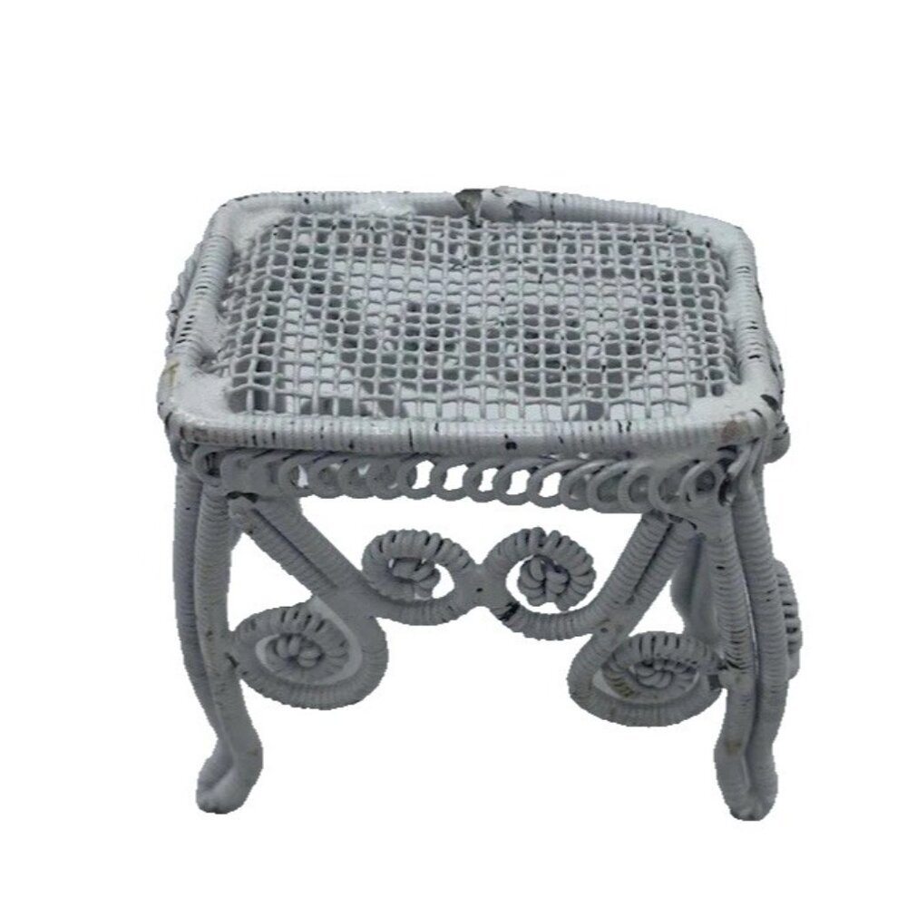 Vintage White Wire Wicker Table For Miniature Dollhouse Porch Miniature READ